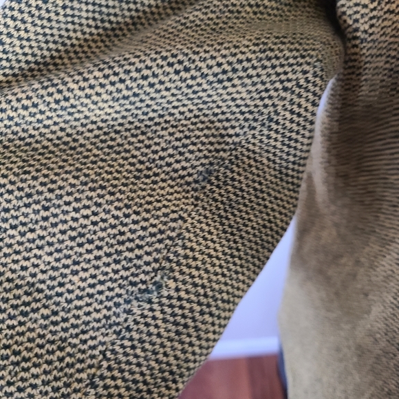 Vintage Yellow Black Stuart Sportman Thick Knit Pullover Sweater Medium FLAWS - Picture 5 of 11